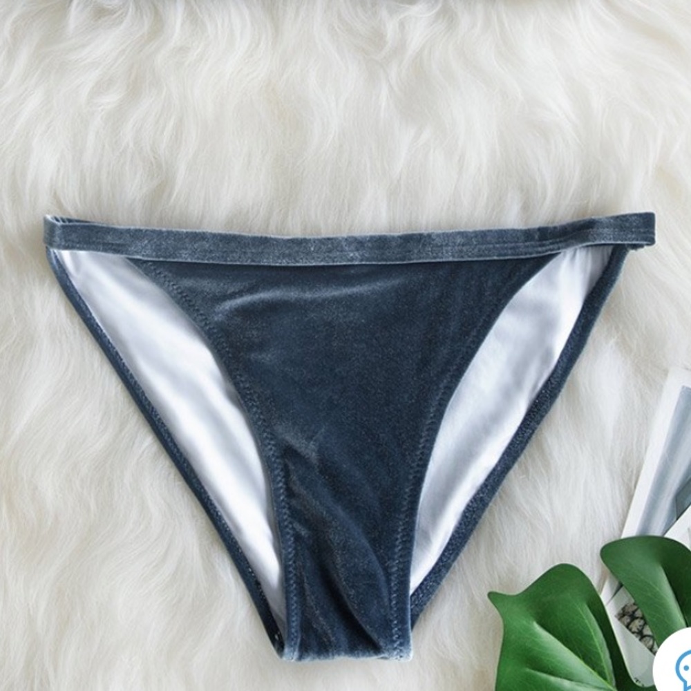 Silvery Gray Velvet Bikini bottom Cupshe NWT size medium